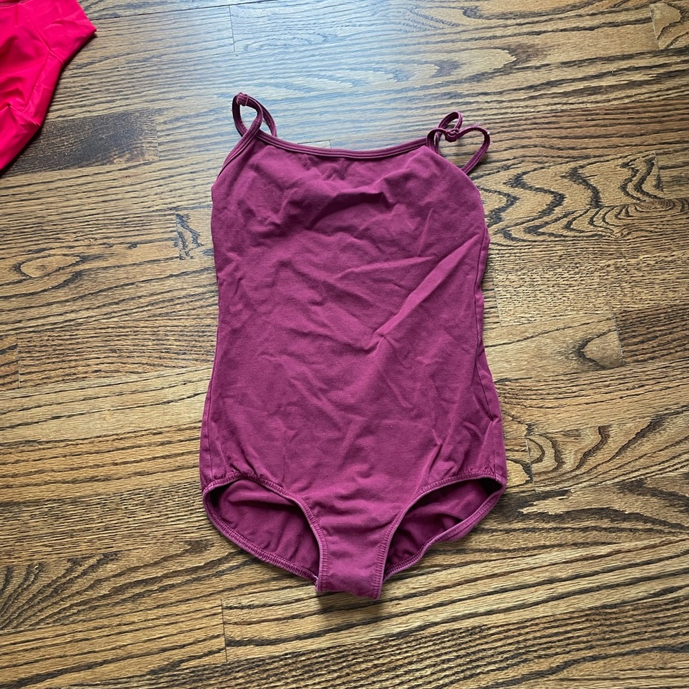 Burgundy camisole leotard